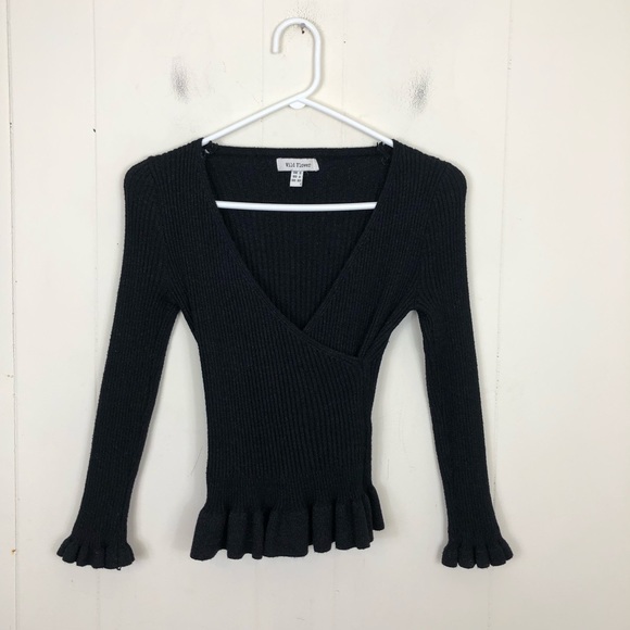 ASOS Wild Flower Ribbed Sparkle V-Neck Sweater Sz S - Picture 2 of 11